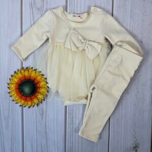 Mae Li Rose Baby Girls Cream Tutu Bodysuit‎ and Leggings Set 3 6 Months